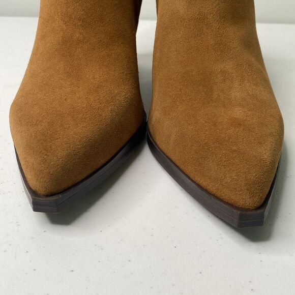 Marc Fisher Maree Western Pointed Toe Suede Bootie Pull-On High Block Heel - Picture 5 of 14